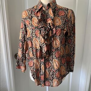 Ralph Lauren Paisley Blouse - Black and Orange